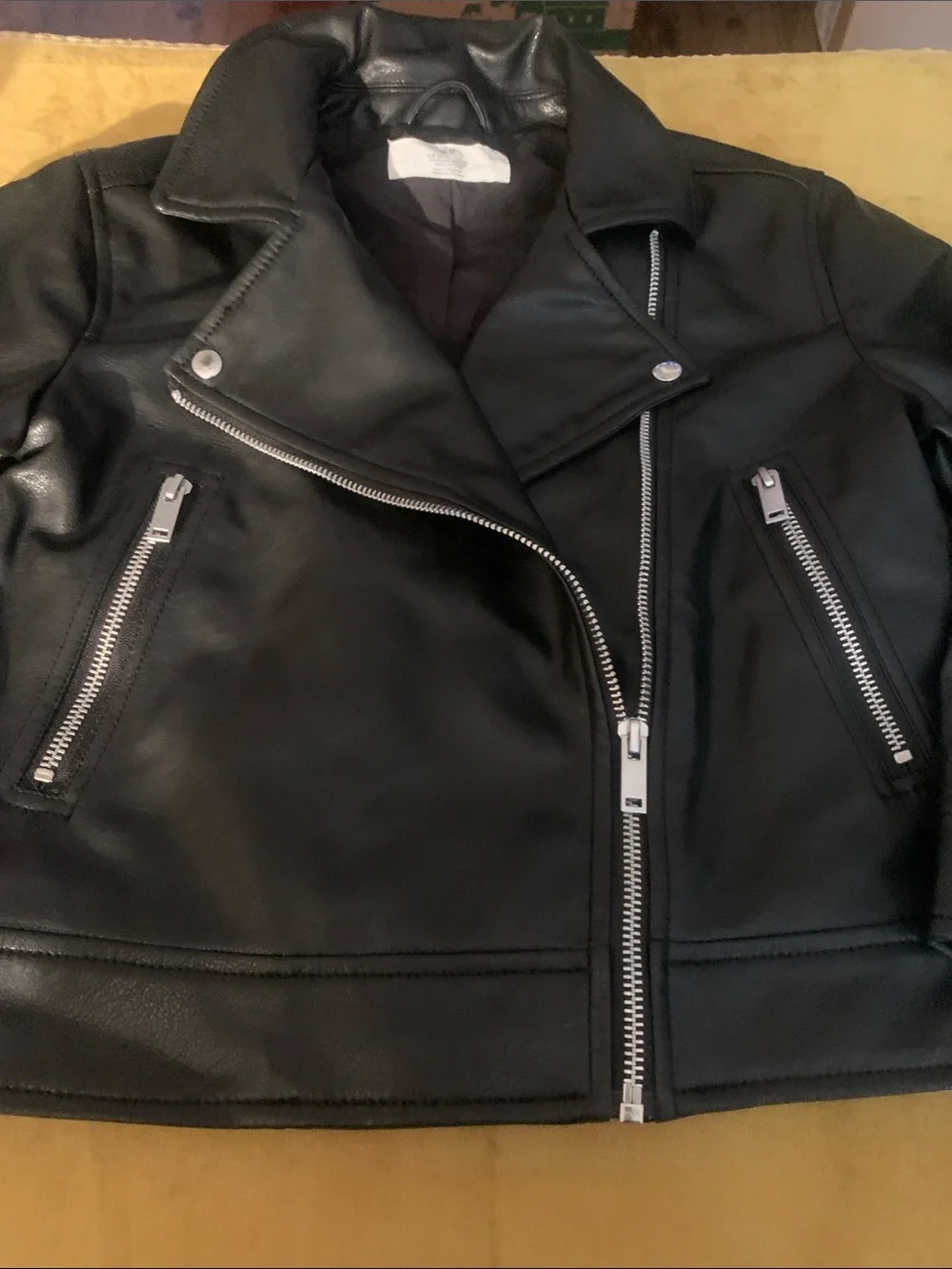 H&M Black Faux Leather Moto Jacket for Kids